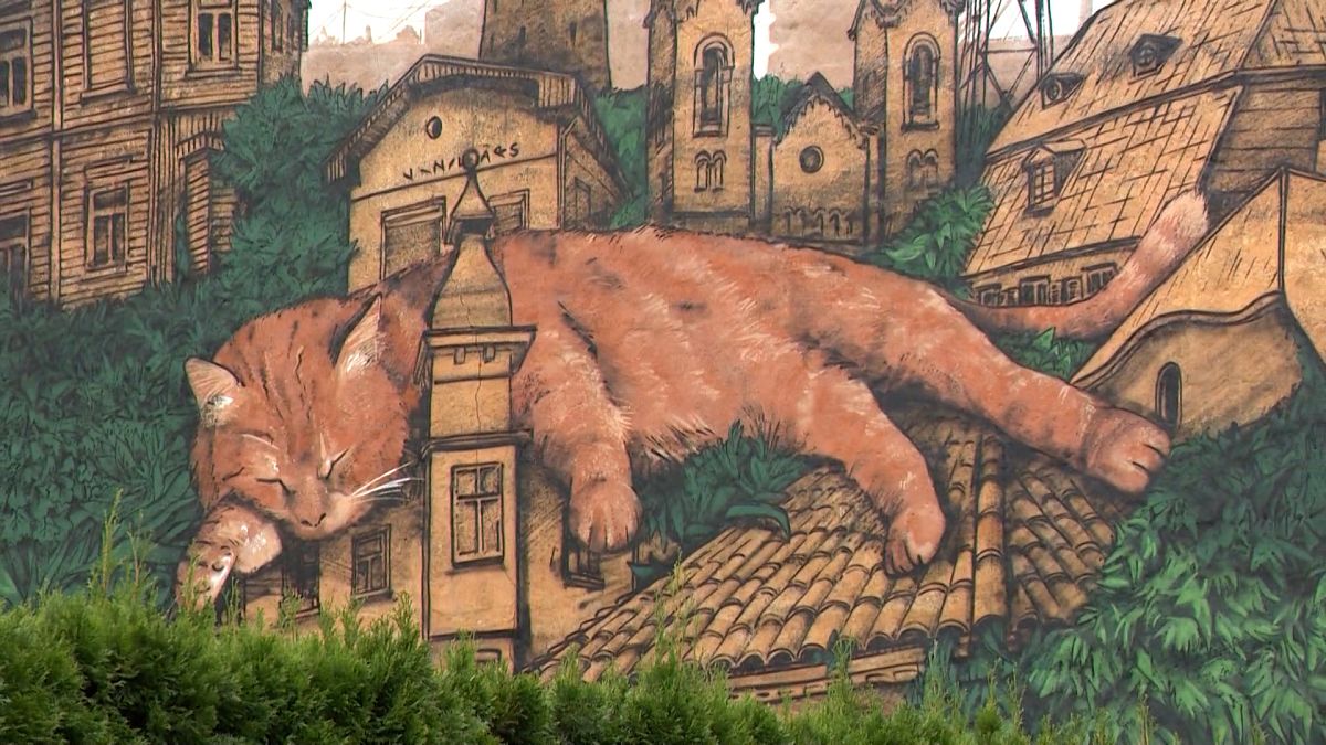 Video. Latvian mural features red cat named Peach