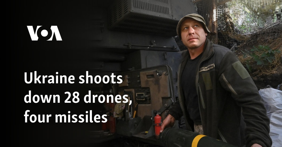 Ukraine shoots down 28 drones, four missiles