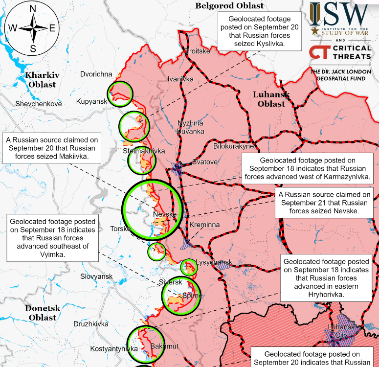 ISW: Ukrainian forces made gains near Svatove in Luhansk Oblast, while Russian forces advanced in Donetsk