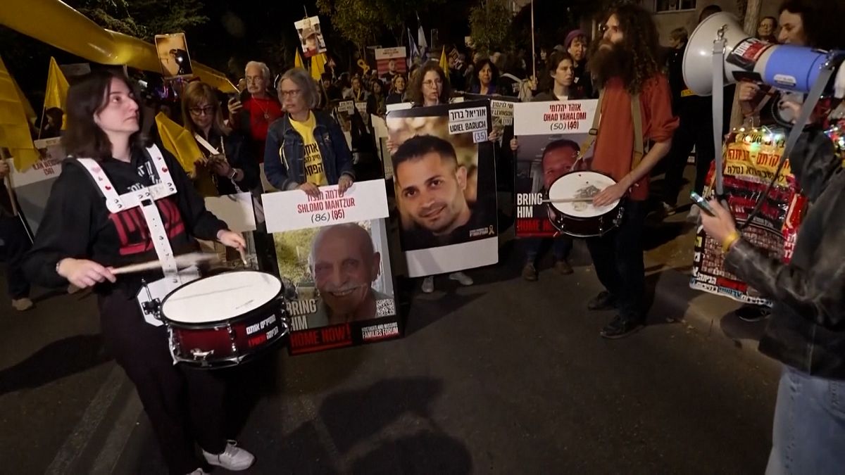 Video. Demonstrations for Gazan hostages release in Israel