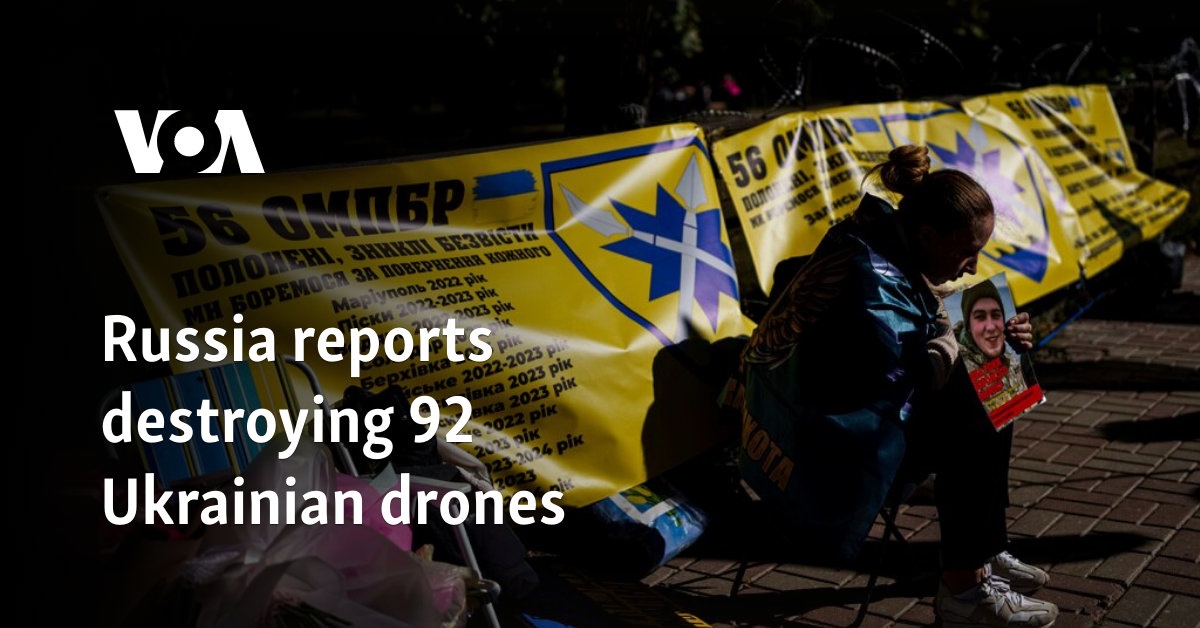 Russia reports destroying 92 Ukrainian drones