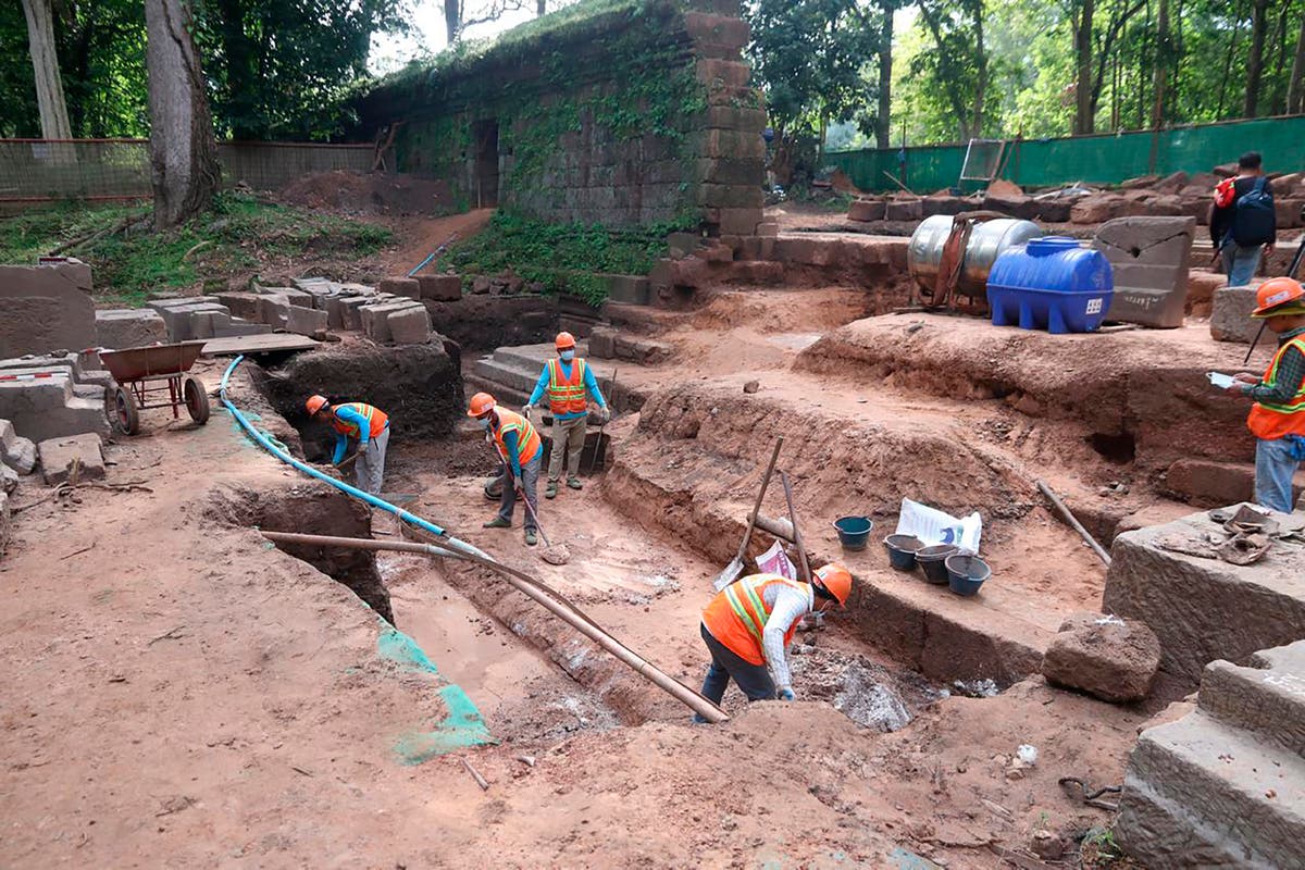 Mystery over ‘door guardians’ discovered by archaeologists at site of Cambodian temple