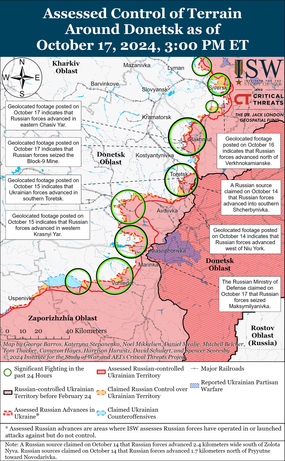 ISW: Ukrainians advance near Toretsk, Pokrovsk; Russians gain ground near Chasiv Yar, Kurakhove