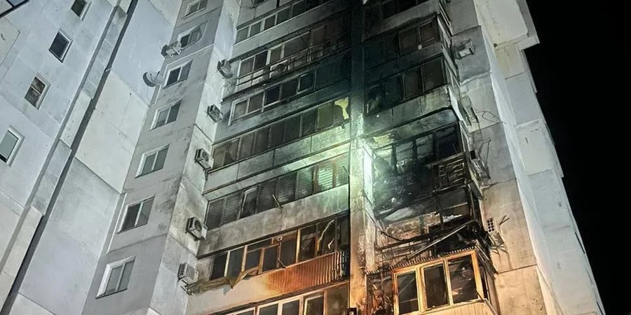 Fires erupt in Chornomorsk apartment building following Russian drone attack