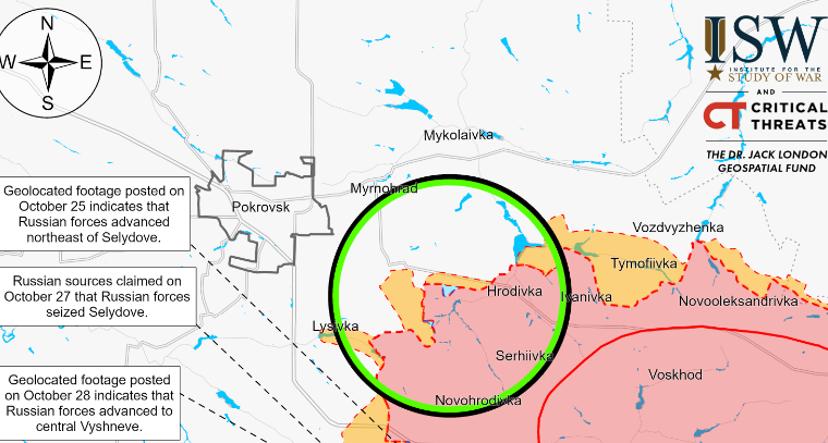 ISW: Russians made progress near Pokrovsk and Selydove