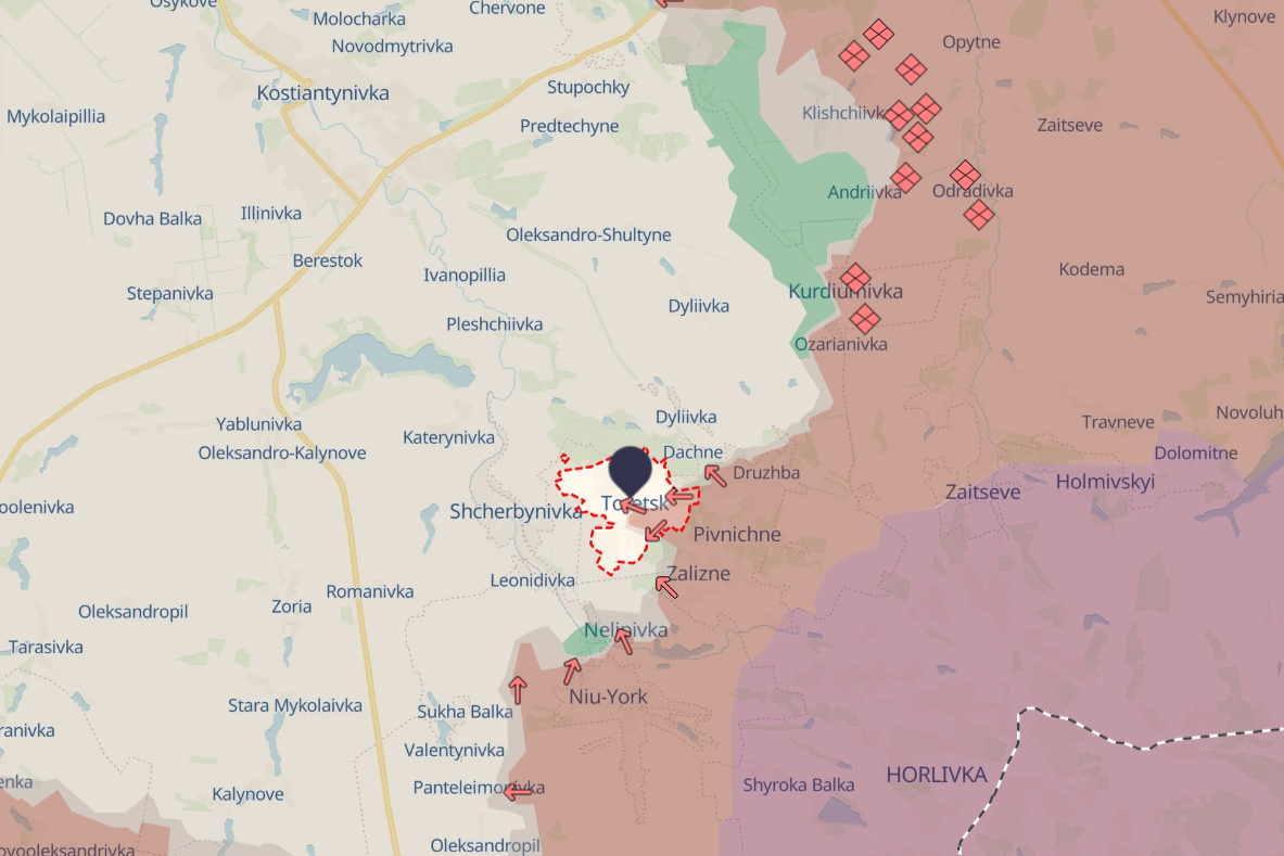 Russian forces advance in Toretsk, Donetsk Oblast – DeepState