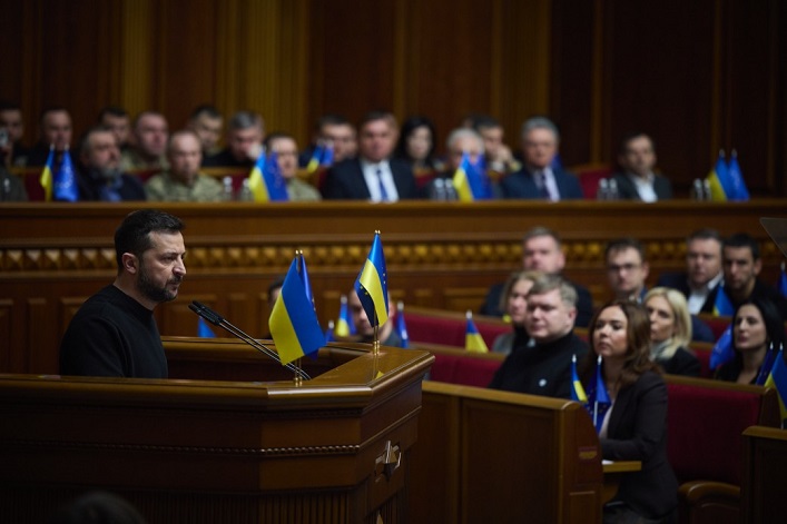 Zelenskyy presents an internal sustainability plan to the Ukrainian Parliament.