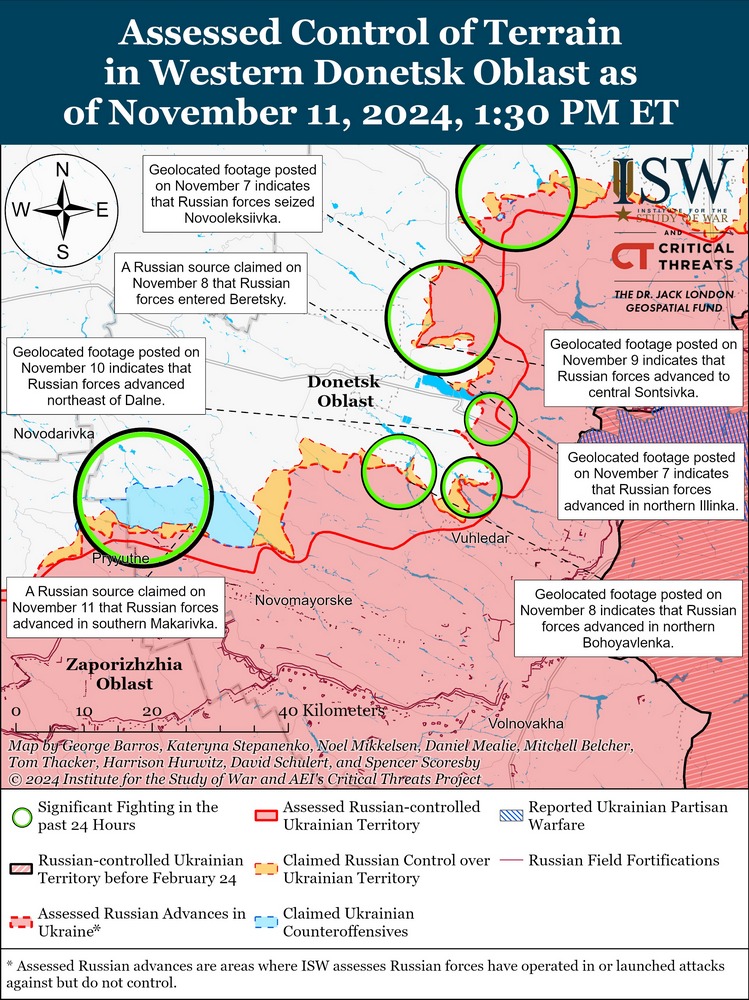 ISW: Recent Vuhledar capture enables Russian tactical gains in Donetsk Oblast