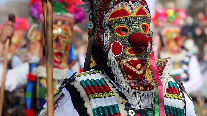 Masked dancers chase away evil spirits in Bulgaria