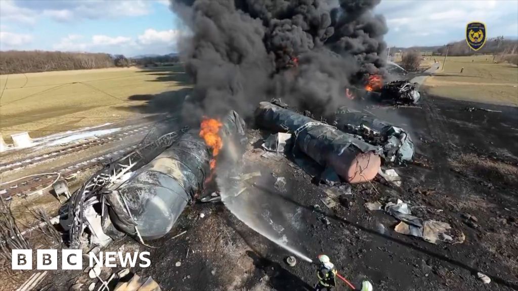 Czech Republic train fire seen in drone footage