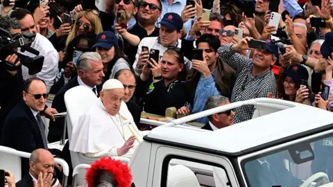 Getty Images Pope Francis in St Peter's Square on Sunday 20 April