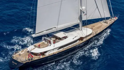 EPA The Bayesian, a blue luxury yacht, in the sea near Palermo.