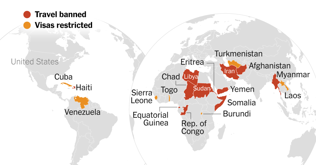 See the Countries Under Trump’s New Travel Ban: List, Map and Charts