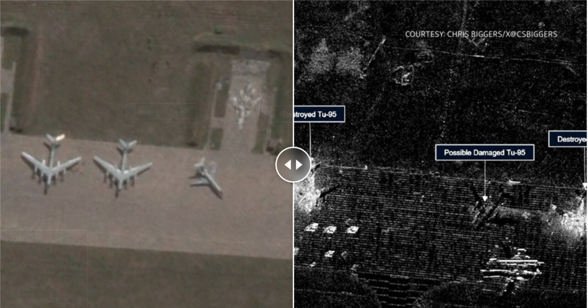 Satellite Images Show Russian Jets Hit In Ukrainian Drone Strike On Air Base