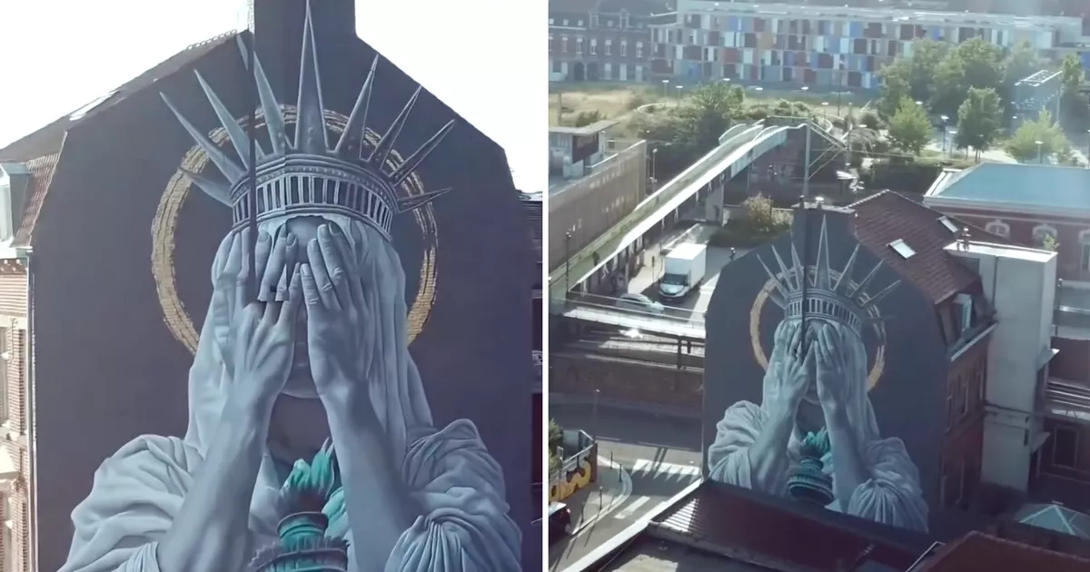 Republicans outraged by massive mural of Statue of Liberty which takes a swipe at Trump