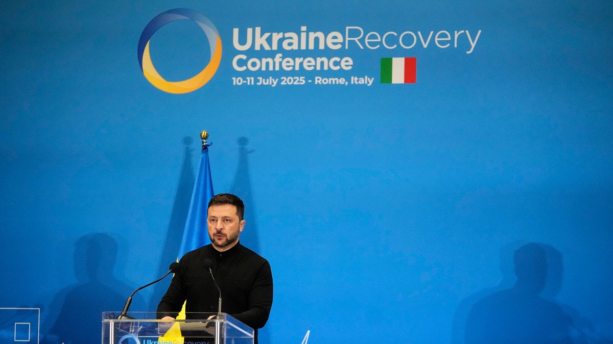 ‘We need finances’ and drones, Zelenskyy tells European allies at Rome conference