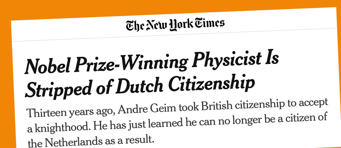 Winner of Ig Nobel and Nobel Prizes Is Stripped of Citizenship