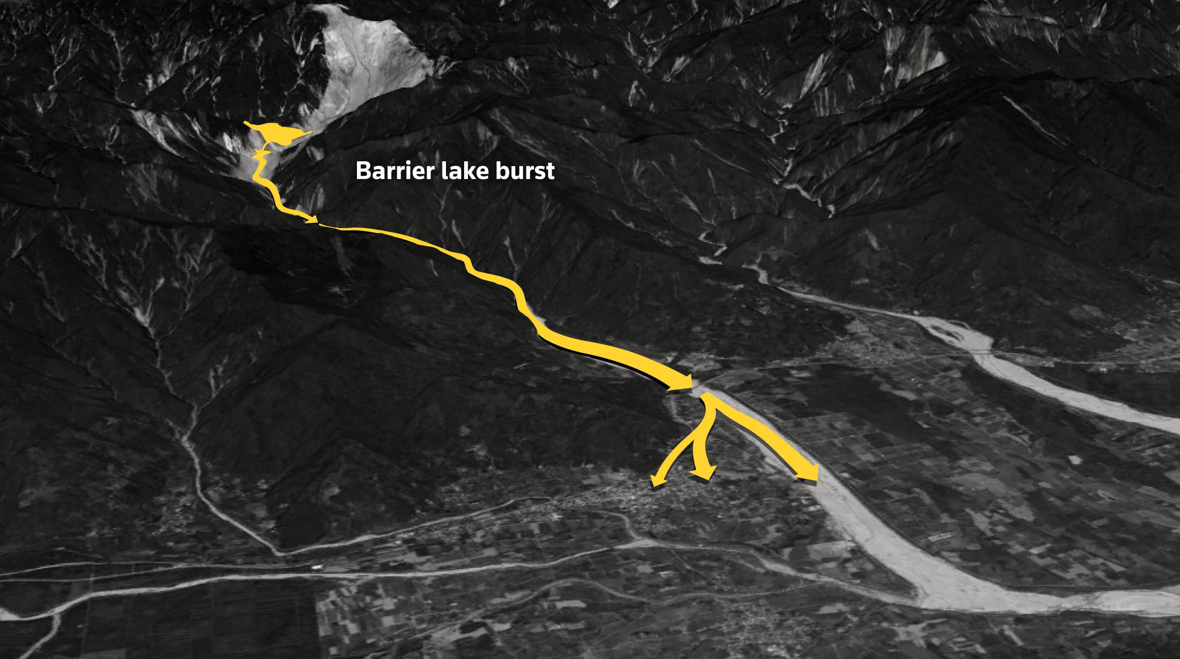 How heavy rainfall led to a lake bursting in Taiwan