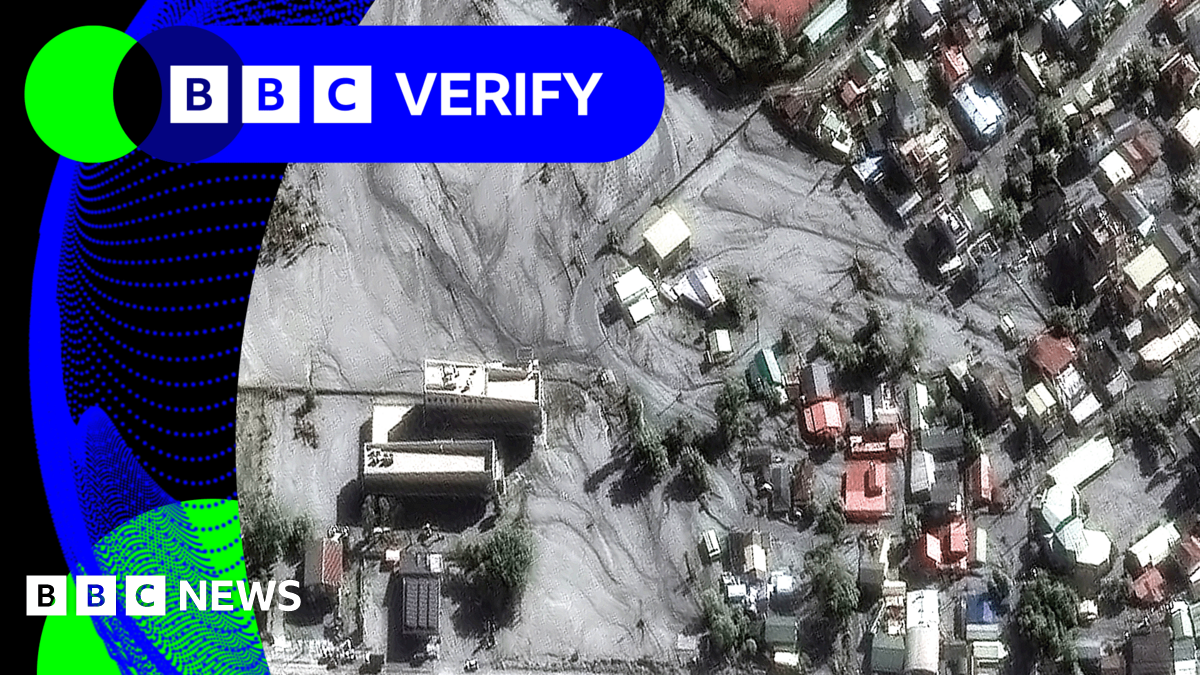 BBC Verify Live: Mud-covered streets of Taiwan’s flood-hit Guangfu seen in satellite images