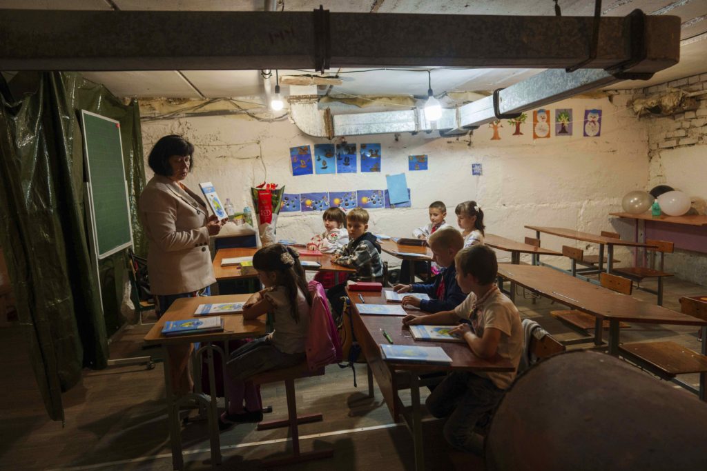 Some of Ukraine’s children start school in underground classrooms to avoid Russian bombs