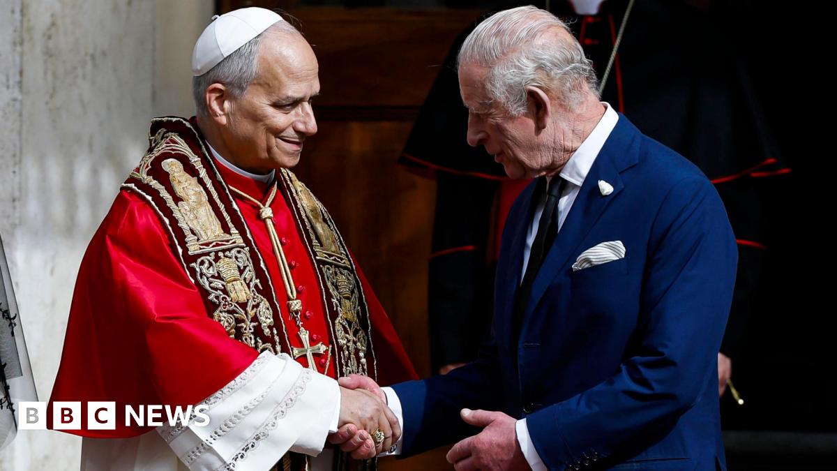 King Charles and Pope exchange gifts and pray together for first time – follow live