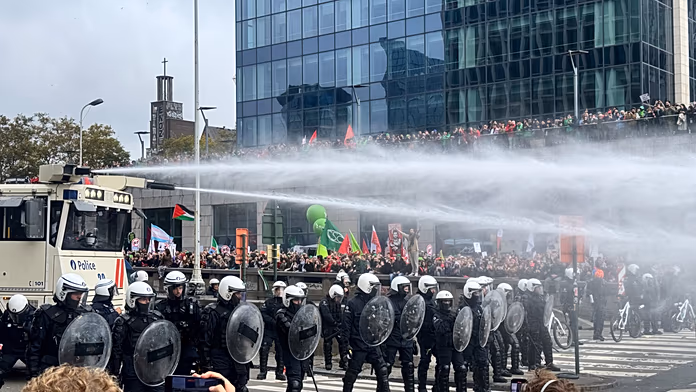 Belgian police clash with protesters as austerity anger grips Brussels