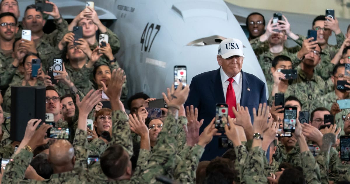 Trump rallies aboard aircraft carrier, tying trade agenda to military goals – POLITICO