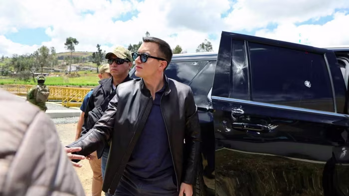 Ecuadorean president’s car attacked in protest over diesel price
