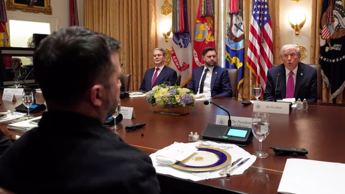 Europeans rush to Volodymyr Zelenskyy’s defence after tense Donald Trump meeting