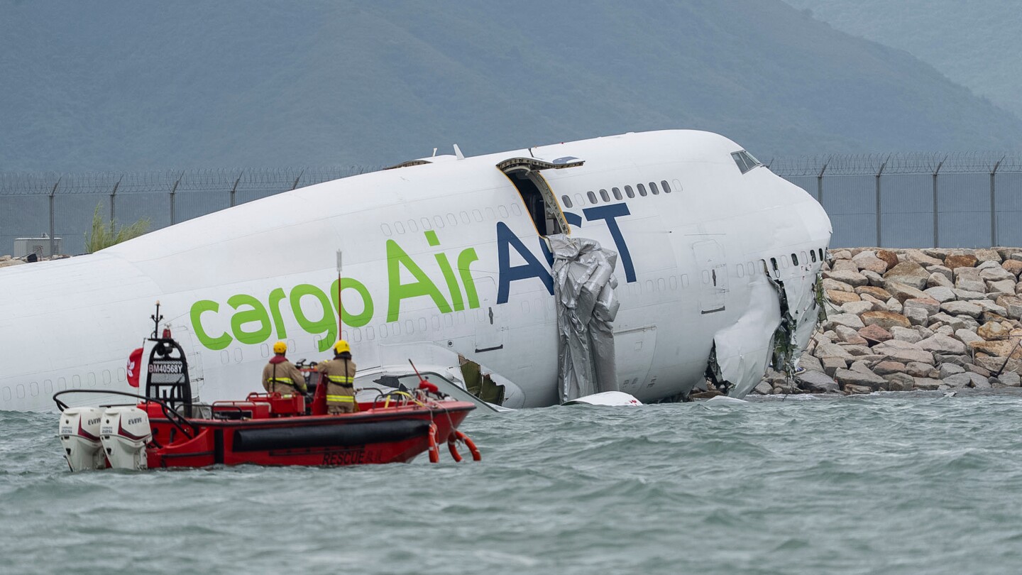 Cargo aircraft skids into the sea in Hong Kong, killing 2