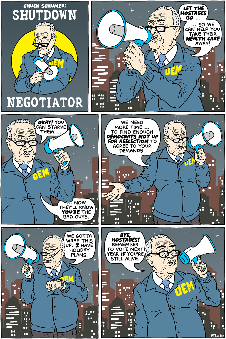 Cartoon: Chuck Schumer, shutdown negotiator – Daily Kos