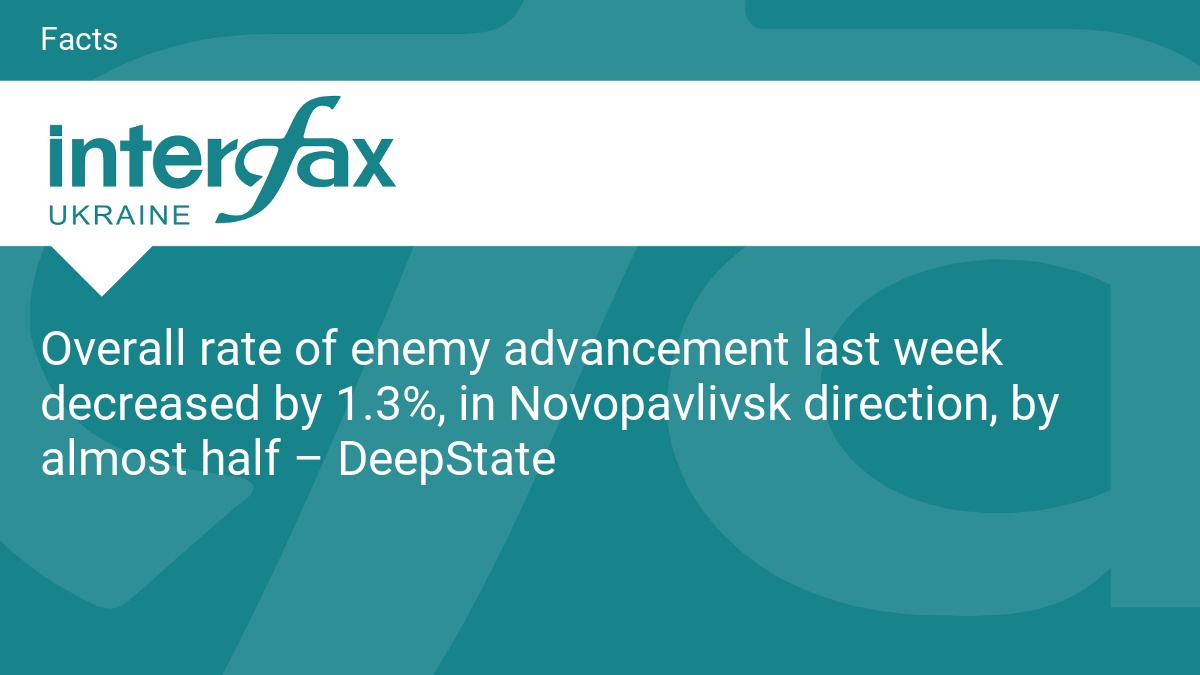 Overall rate of enemy advancement last week decreased by 1.3%, in Novopavlivsk direction, by almost half – DeepState