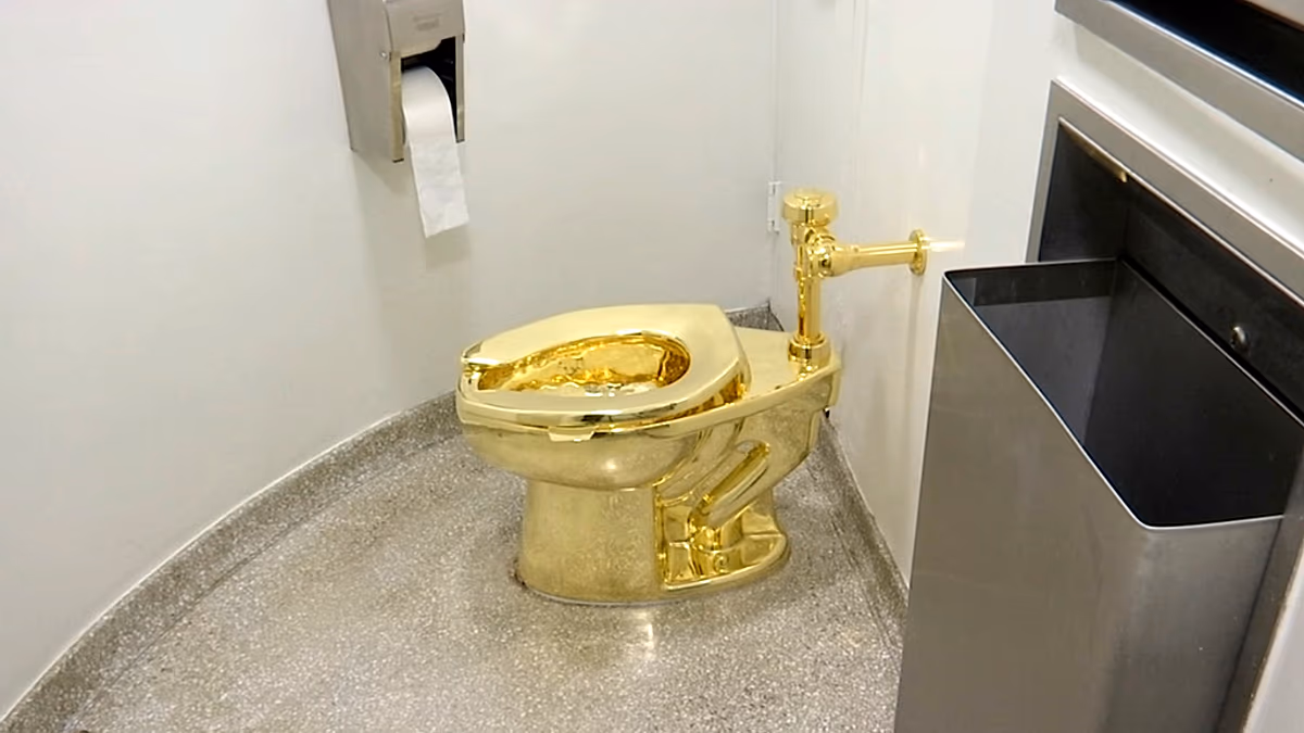 Video. Solid gold toilet sells for $12 million at auction