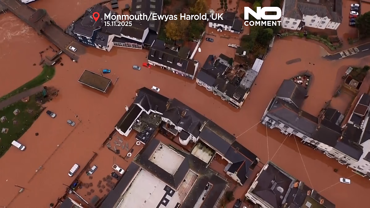 Video. Storm Claudia clean-up begins in UK villages Ewyas Harold and Monmouth after flooding