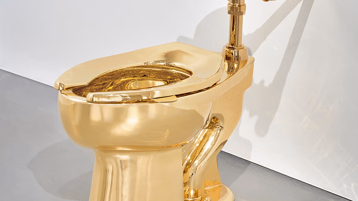 Video. The golden toilet returns to auction with $10 million estimate