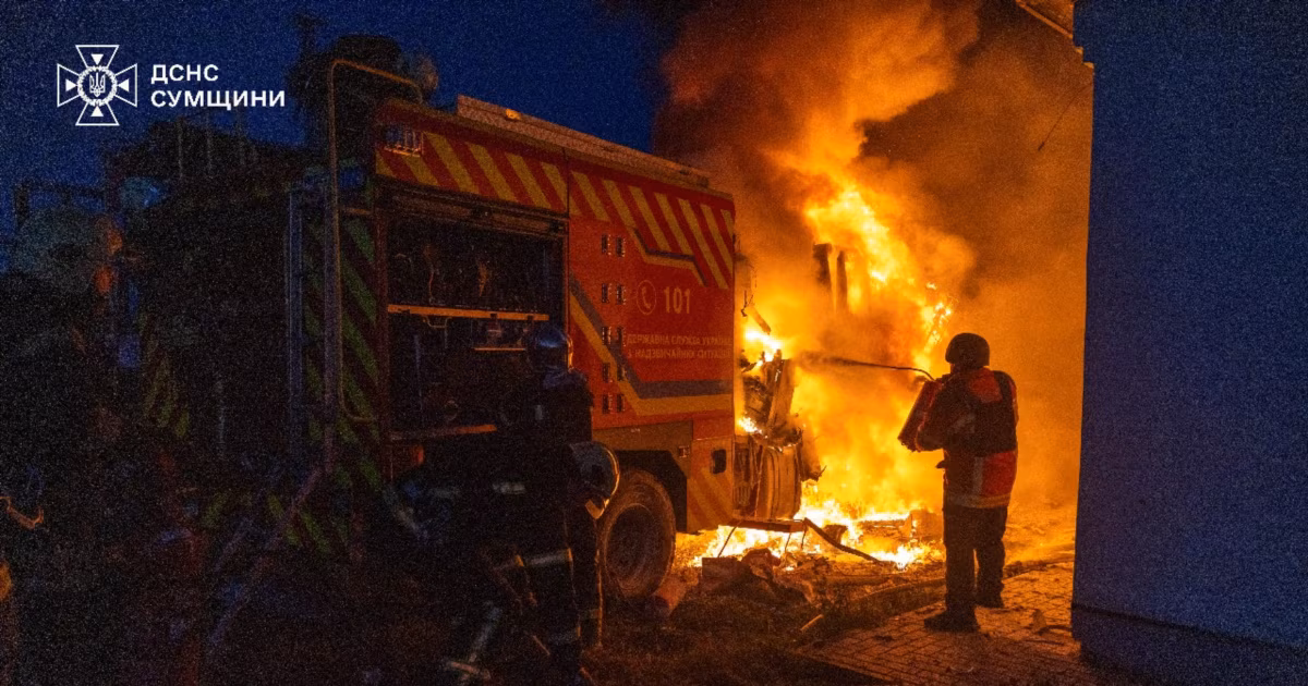 Ukrainian Firefighters Extinguish Their Own Truck After 'Precise' Drone Strike