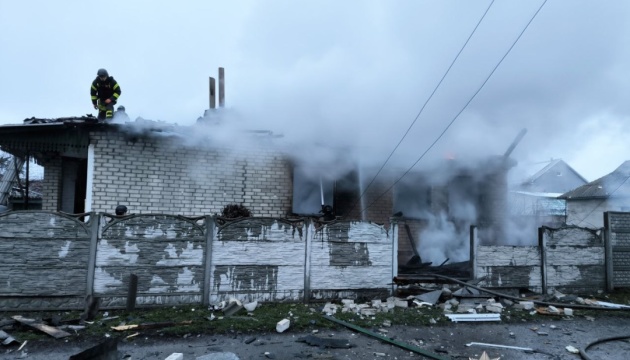 House on fire after Russian drone strike in Chernihiv, two people injured