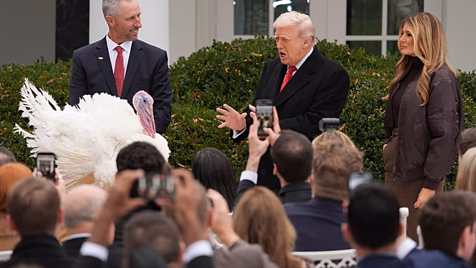 Trump pardons Thanksgiving turkeys Waddle and Gobble in annual tradition