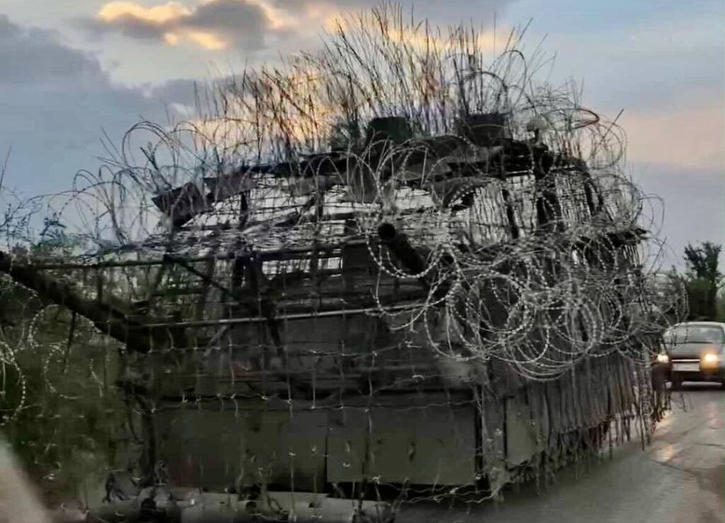 Russian improvised armor destroying tanks it’s meant to protect