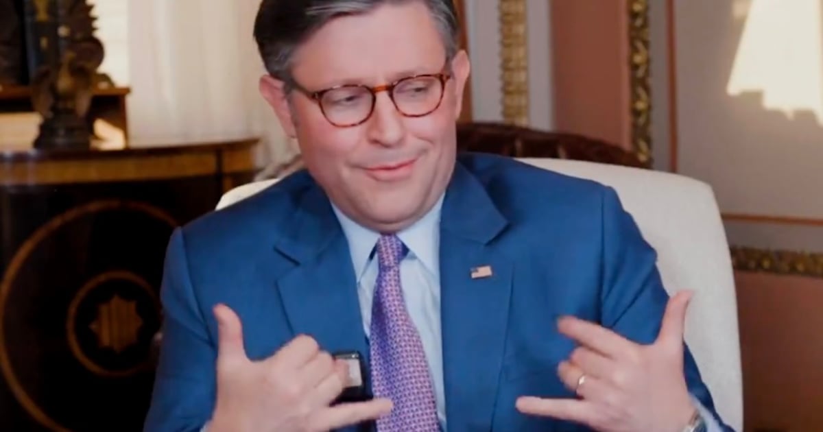 Mike Johnson Flashes Cringeworthy Gesture in Car Crash Interview