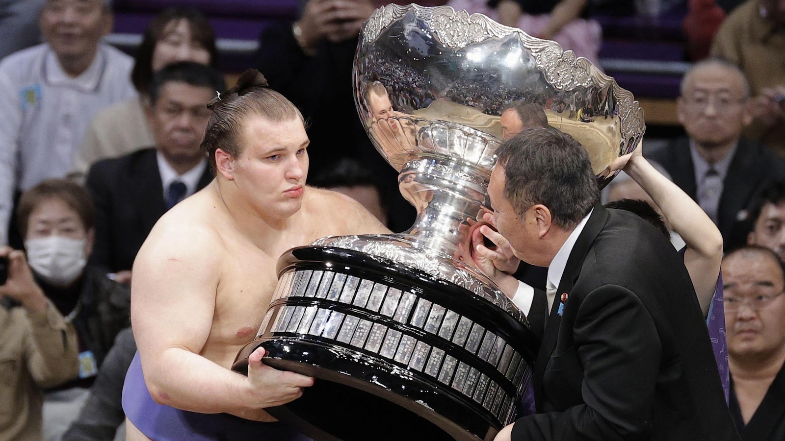 Ukraine-born sumo wrestler is the first from his country to win a top championship
