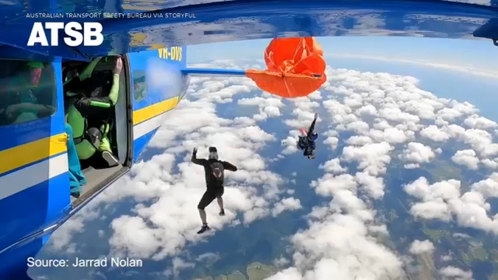 DRAMATIC VIDEO: Man flung from aircraft onto tailplane in dramatic skydiving mishap
