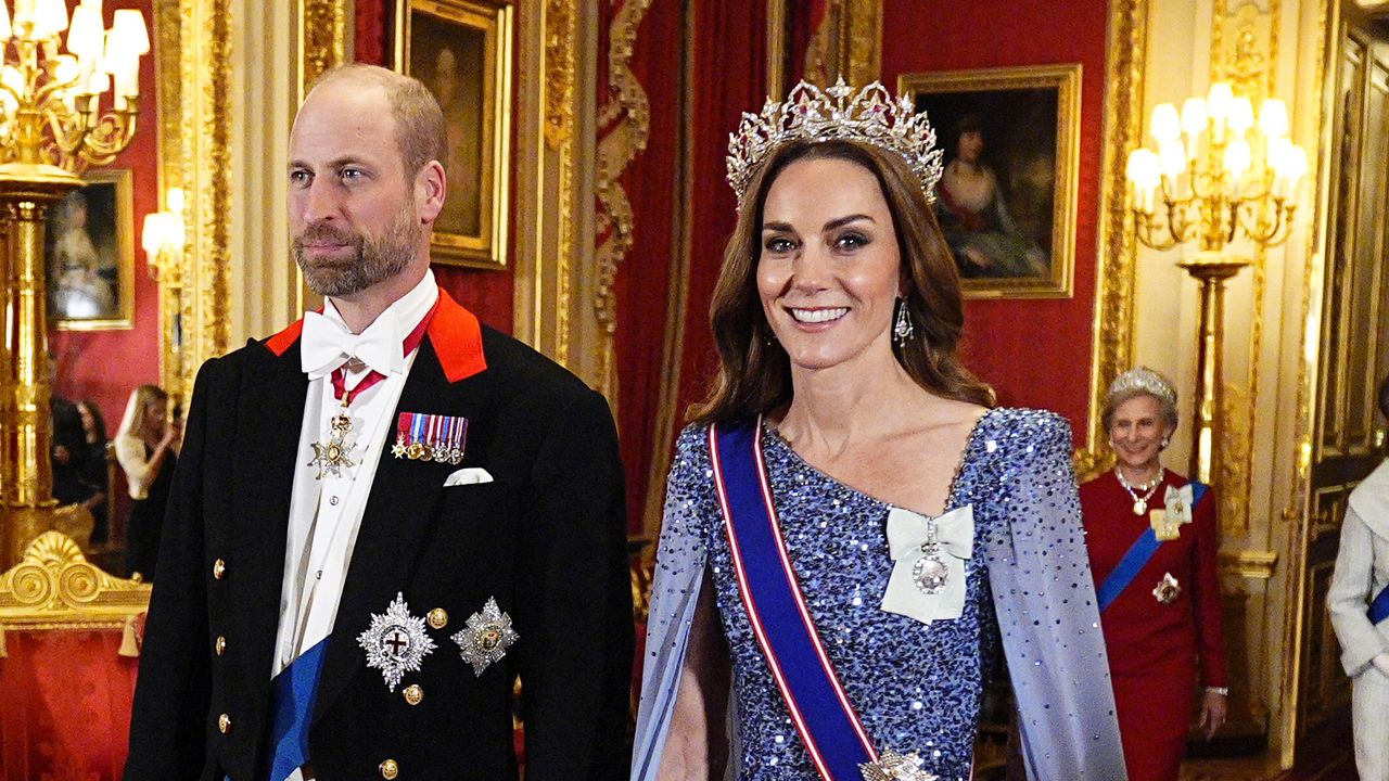 A new tiara for Kate! The Princess of Wales makes a dazzling debut in a rare ruby and diamond tiara for the German state banquet