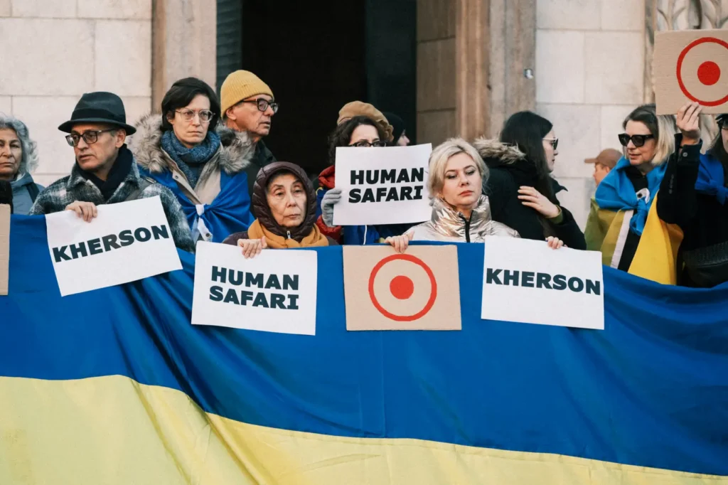 Global protests demand end to Russia’s “human safari” as lawmakers propose new sanctions bill