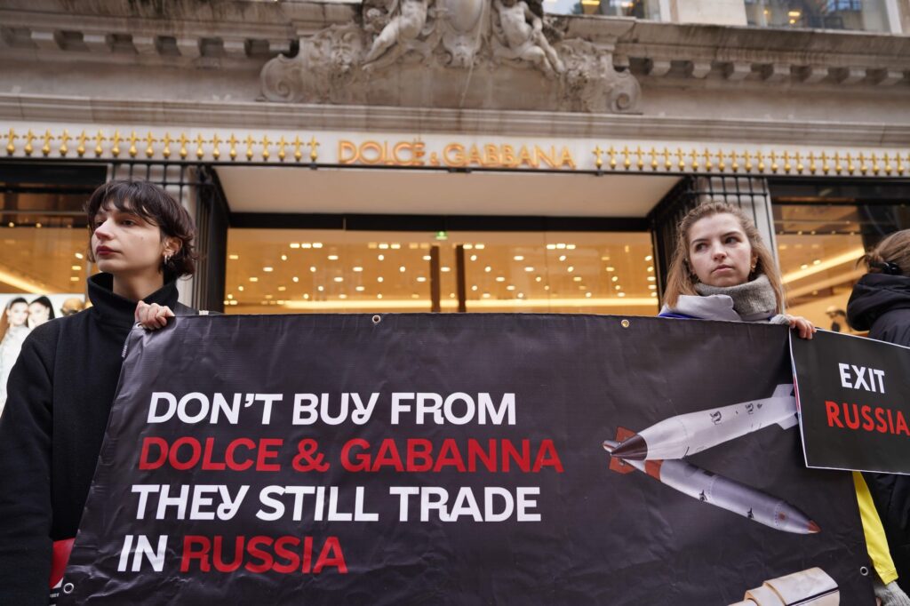 Ukrainian activists in London target luxury brands funneling billions to Kremlin