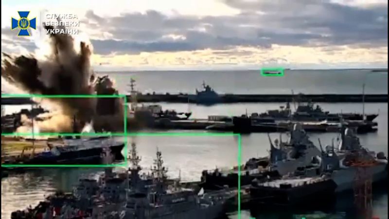 In a first, Ukraine says it struck Russian submarine in Black Sea port with underwater drones