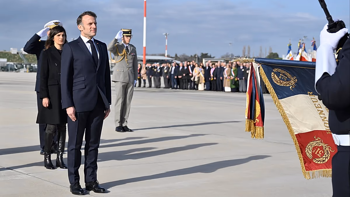 ‘To remain free, one must be feared’: Macron says of France’s defence priorities