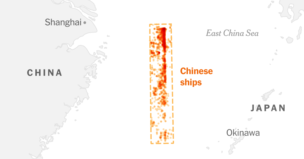 Thousands of Chinese Fishing Boats Quietly Form Vast Sea Barriers