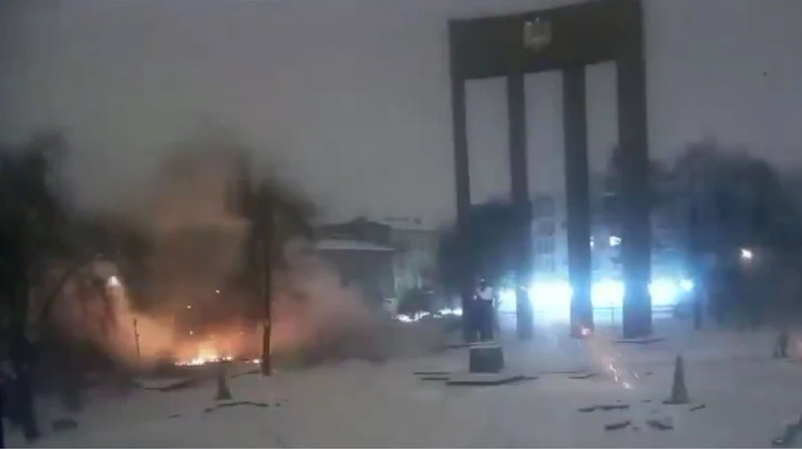 Russian drone crashes into Lviv playground, damages church, homes near near monument to Ukrainian nationalist leader