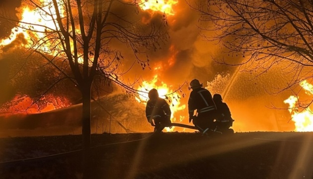 Fires at critical infrastructure facilities caused by drone attacks extinguished in Volyn region